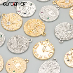 GUFEATHER MC69, 쥬얼리 액세서리, 18k 금 로듐 도금, 니켈 프리, 구리, 지르콘, 참, 쥬얼리 제작, diy 펜던트, 로트당 10 개