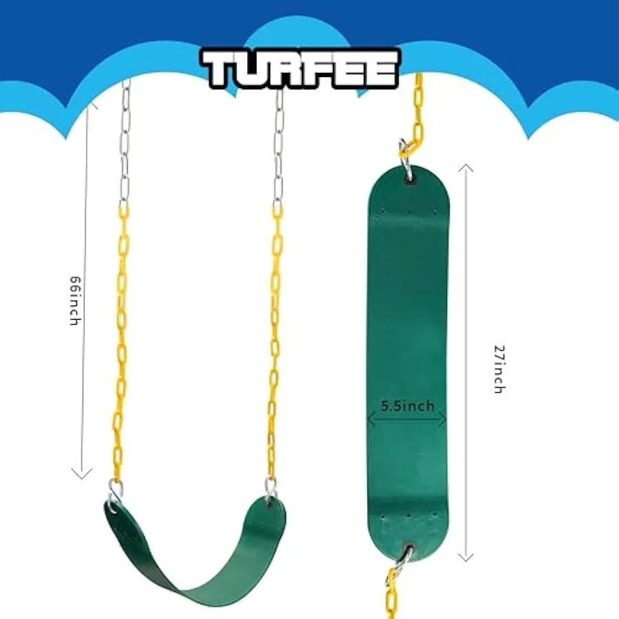 3 Pack Green Swing Seats Heavy Duty 66 Chain Swing Set Accessories Replacement Snap Hooks for Outdoor Play Playground Trees Swi