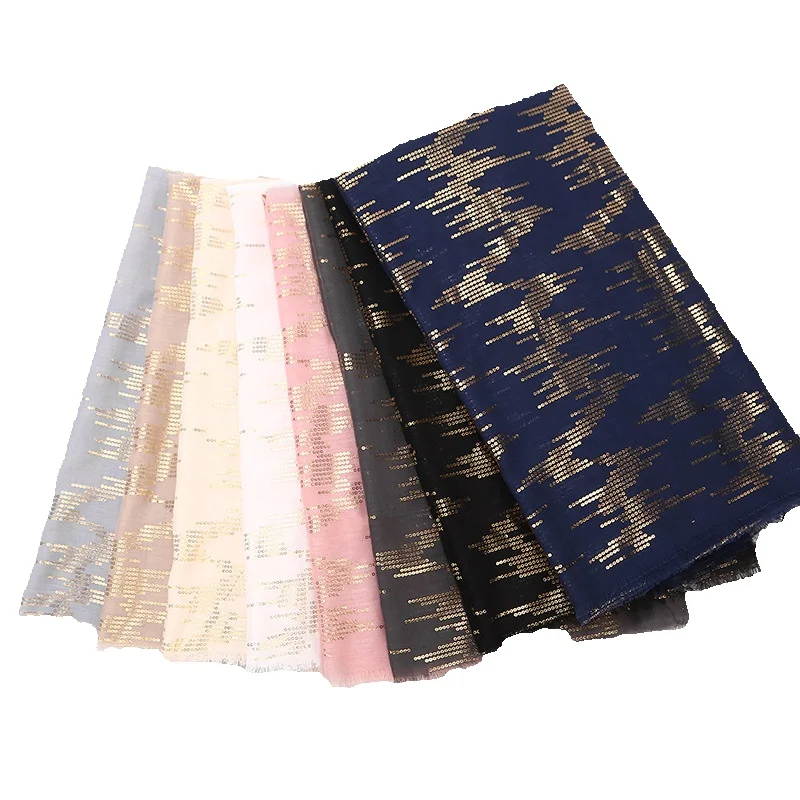 

2019 Women Zigzag Pattern Luxury Scarves Shawl Muslim Gold Foil Fringe Wrap Scarf Muffler Hijab Headband 11 Color Free Shipping