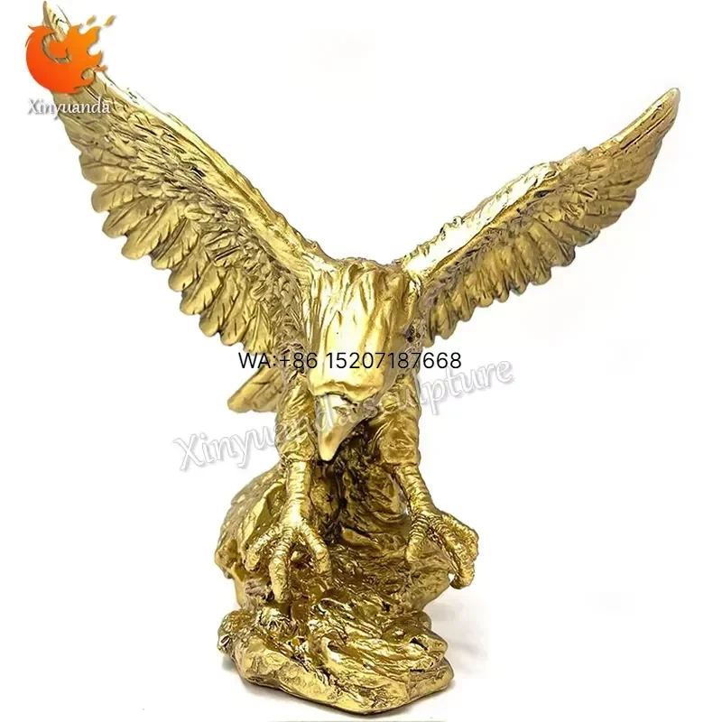 Wmwmnu Custom Golden Eagle Resin Statue Metal Wall Art Decoration for Home or Outdoor Fiberglass Boutique Wall Sculpture