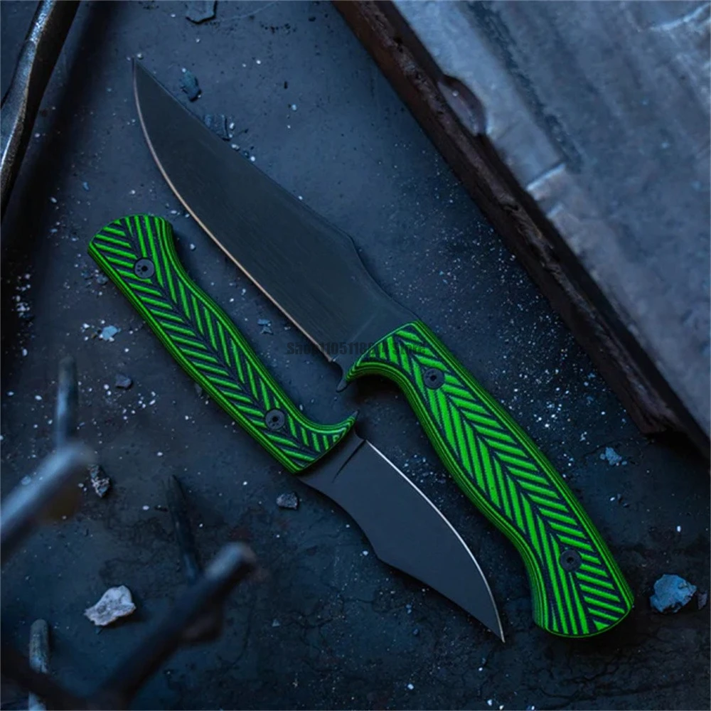 

BLACK Fixed Blade Knife with Sheath Survival EDC Camping Hiking Durable Full Tang Blade Ideal Holiday Gift for Outdoor