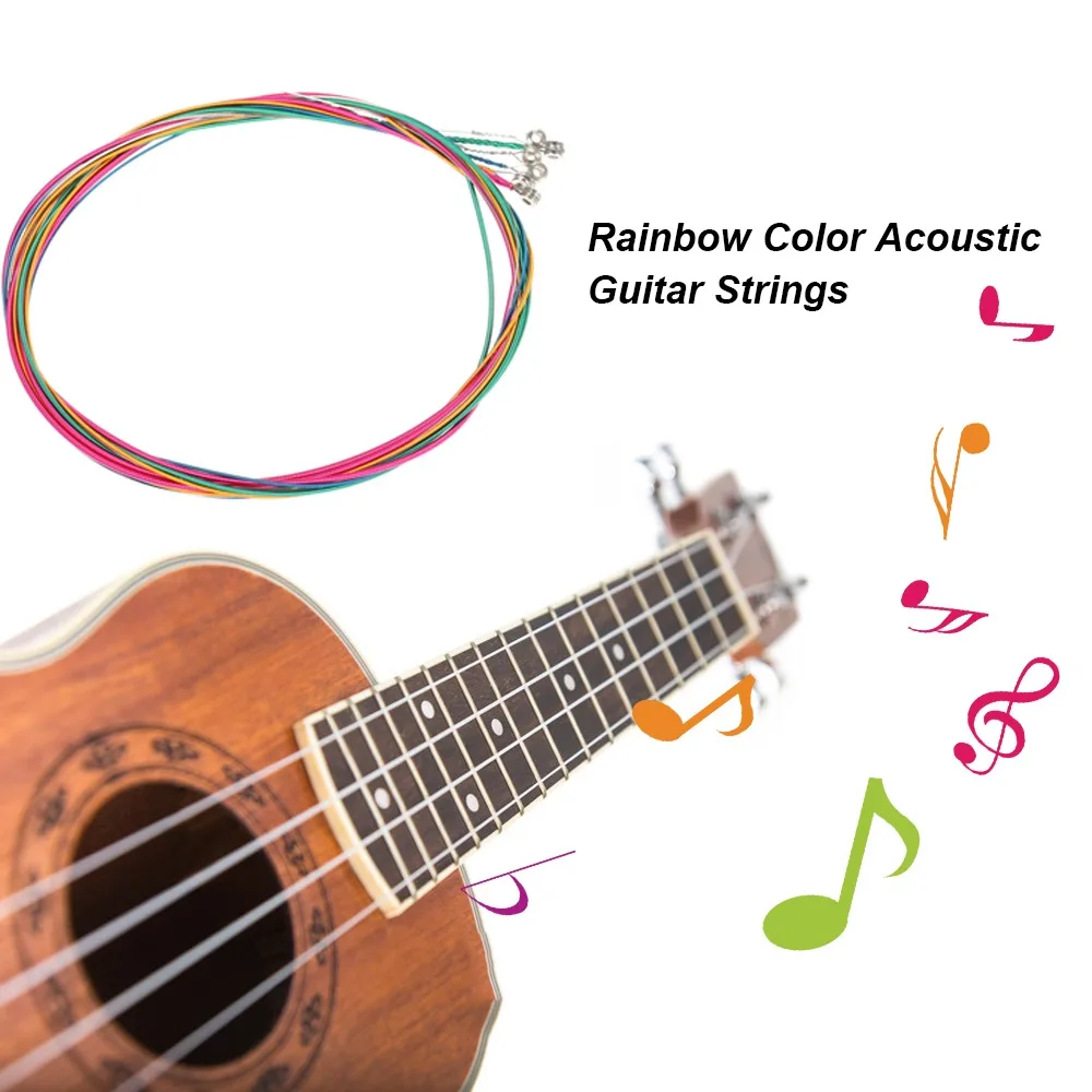 2Sets Colorful Acoustic Guitar Strings Alloy Smooth And Stable Tuning Replacement Guitar Strings Guitar String Set