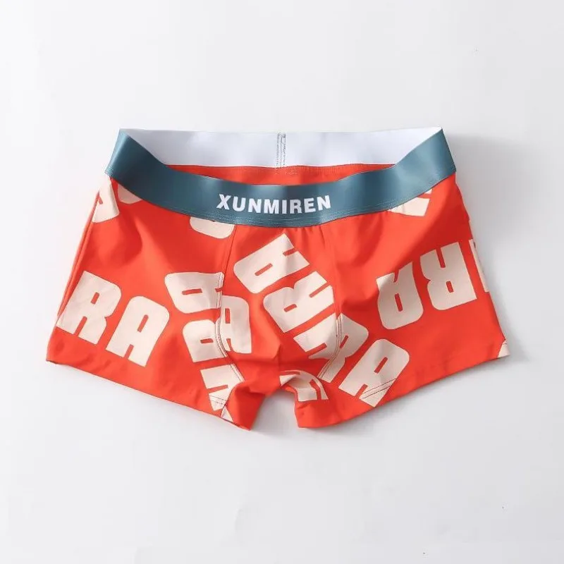 2023 New Men's Underwear Boxers Cotton Youth Personality Summer Trend Sweat-absorbing Breathable Comfortable Trunk Briefs