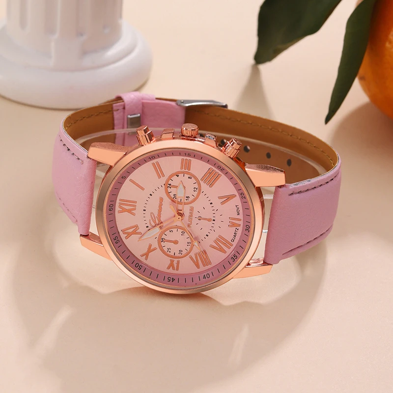 นาฬิกาสำหรับแฟชั่นสำหรับผู้หญิงสายหนังลำลองนาฬิกาข้อมือควอตซ์แบบเรียบง่ายสำหรับผู้หญิงนาฬิกาข้อมือชุดเดรส reloj mujer