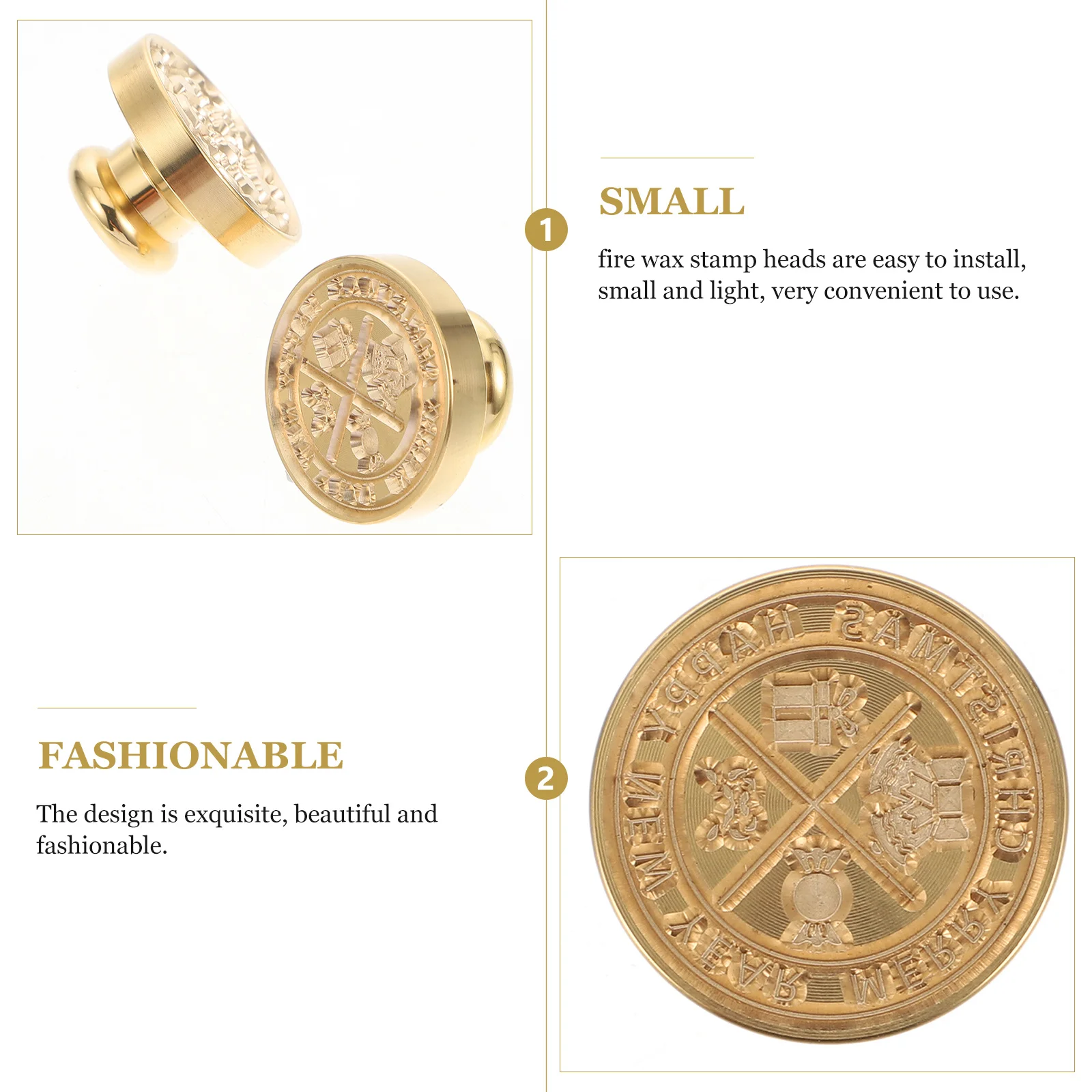 

2Pcs Fire Wax Seal Stamp Heads Festive Christmas Design Easy to Use Wax Seal Stamp Head Replacement for Invitations Sealing