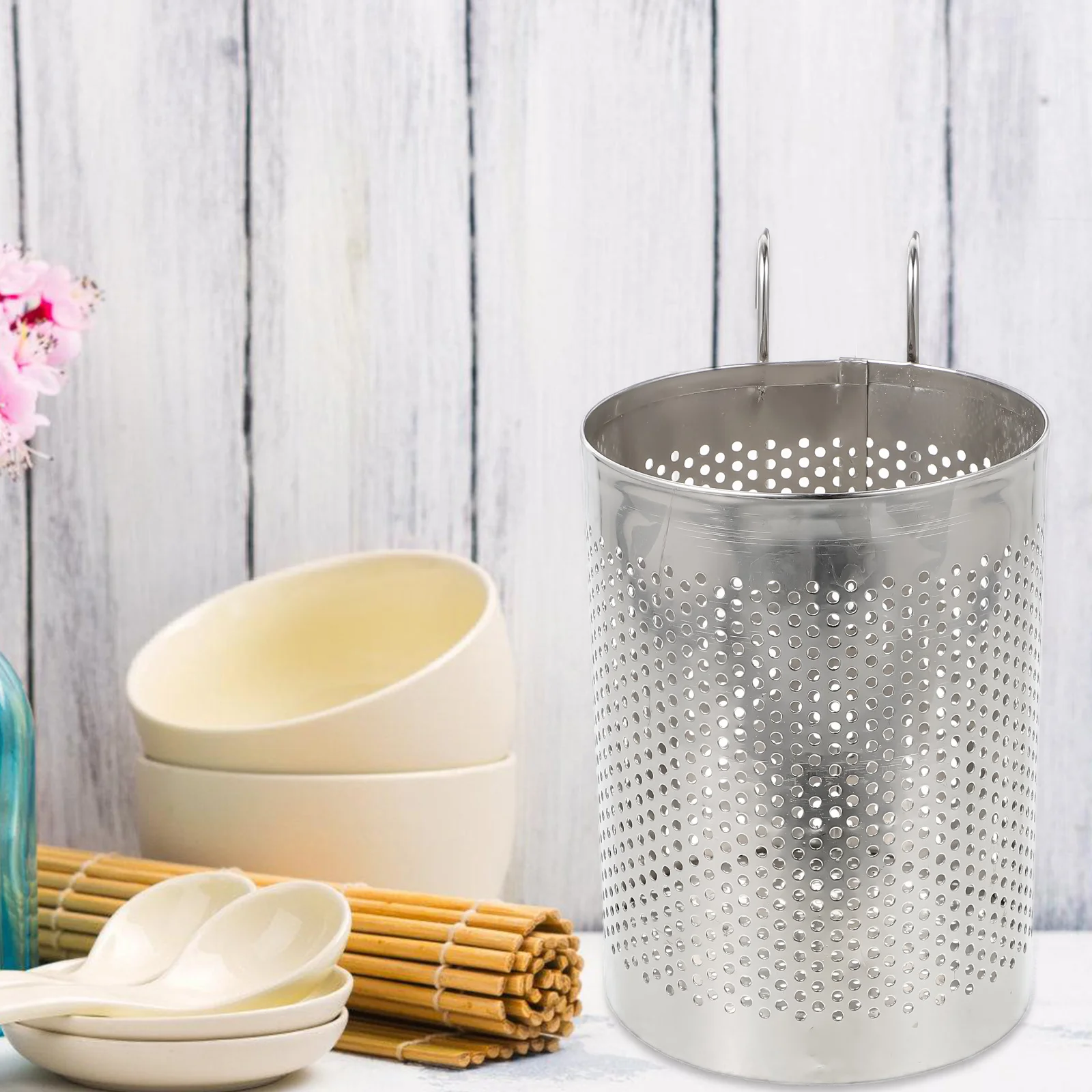 

Stainless Steel Chopstick Holder Hanging Cutlery Drying Rack Kitchen Utensil Mesh Design Easy Clean Silverware Basket