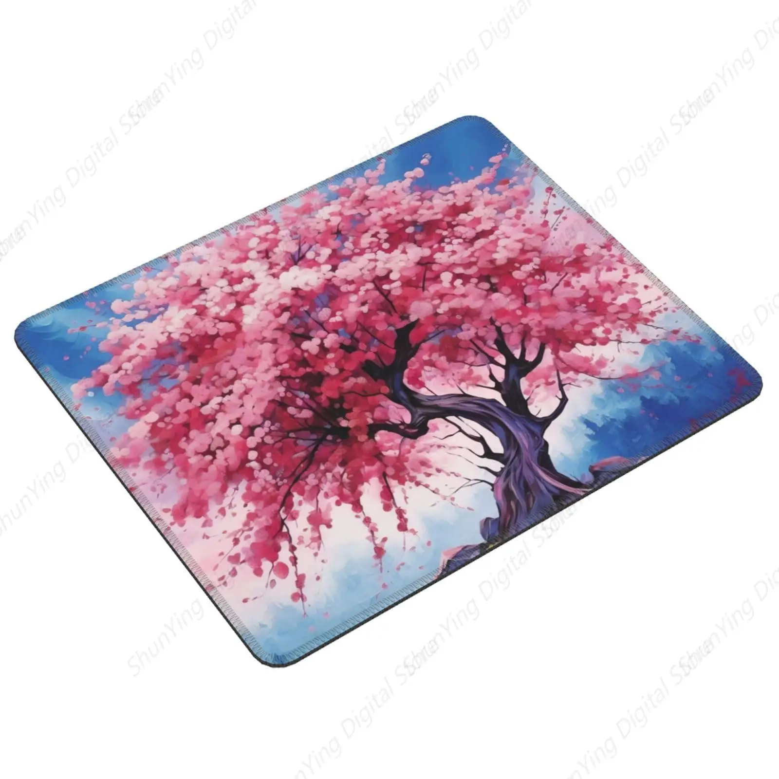 Cherry Blossom Mouse Pad Anti Slip Rubber Gaming Mouse Pad With Stitched Edges Computer Laptop Office Mouse Pad 18*22cm