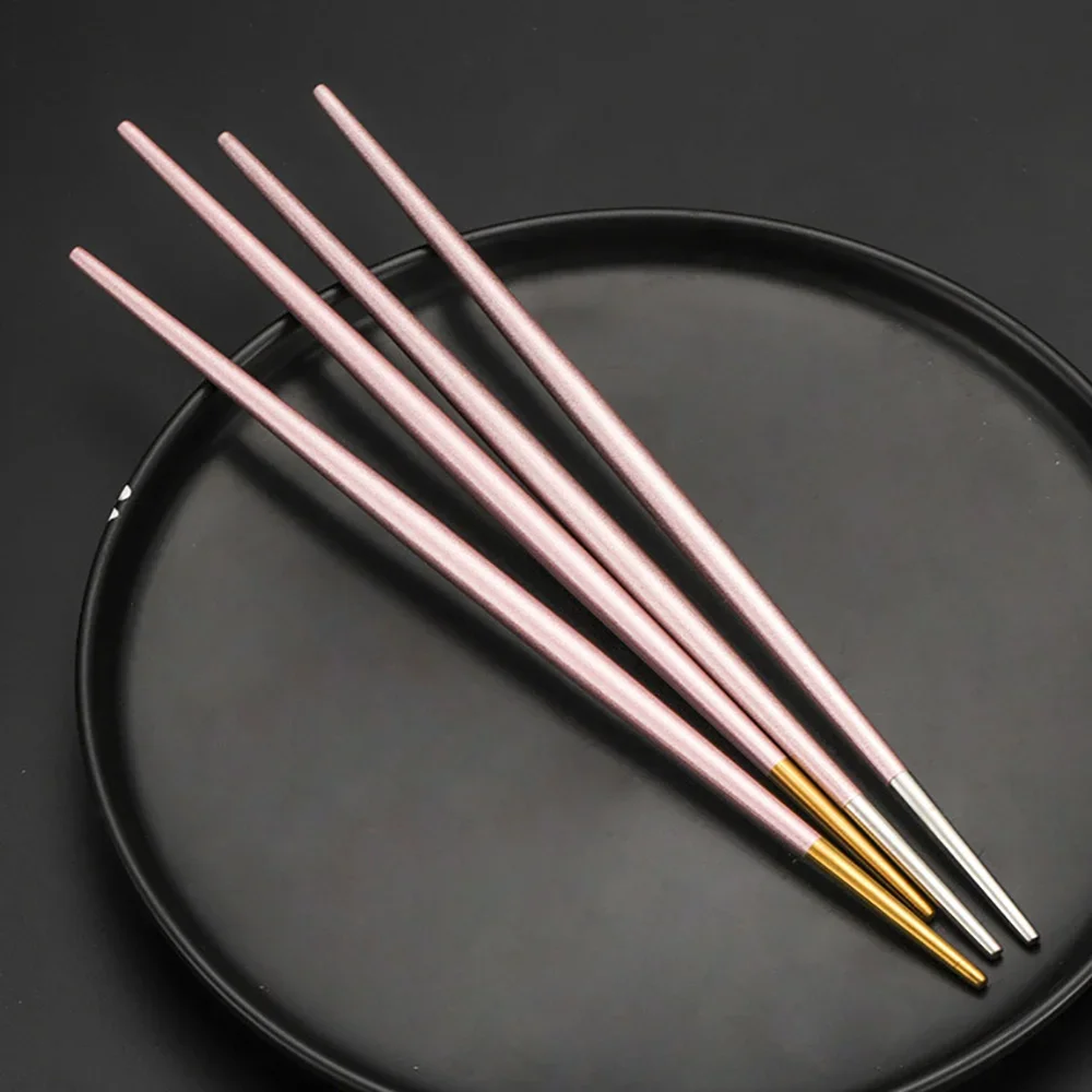 Multicolor 1 Pair Japanese Chopsticks Stainless Steel Chopsticks Metal Chop Sticks Tableware Wedding Party Festival Supplies