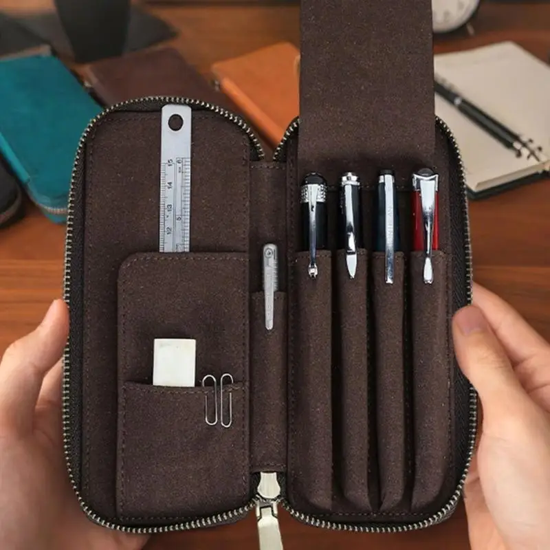 ジッパーデザインのペンホルダー-プレミアムペン収納バッグ-文房具ケース-鉛筆オーガナイザー-学生やプロフェッショナル向け