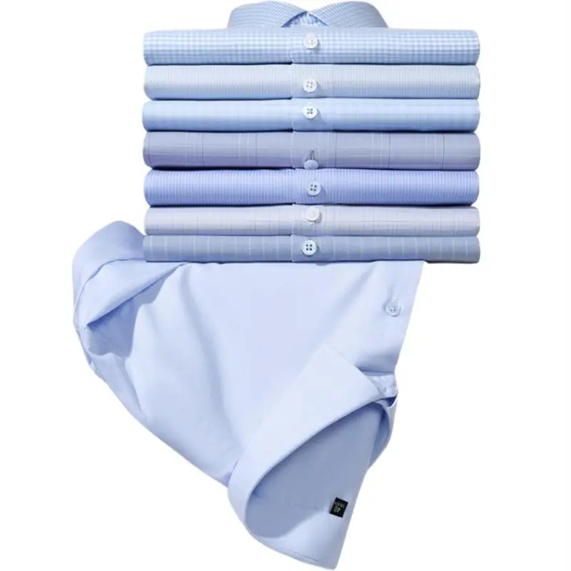 S-4XL Modal Work White Shirt Men Long sleeves Soft Cozy Formal Social Men Shirt Short Sleeve Slim Fit Easy Care Business