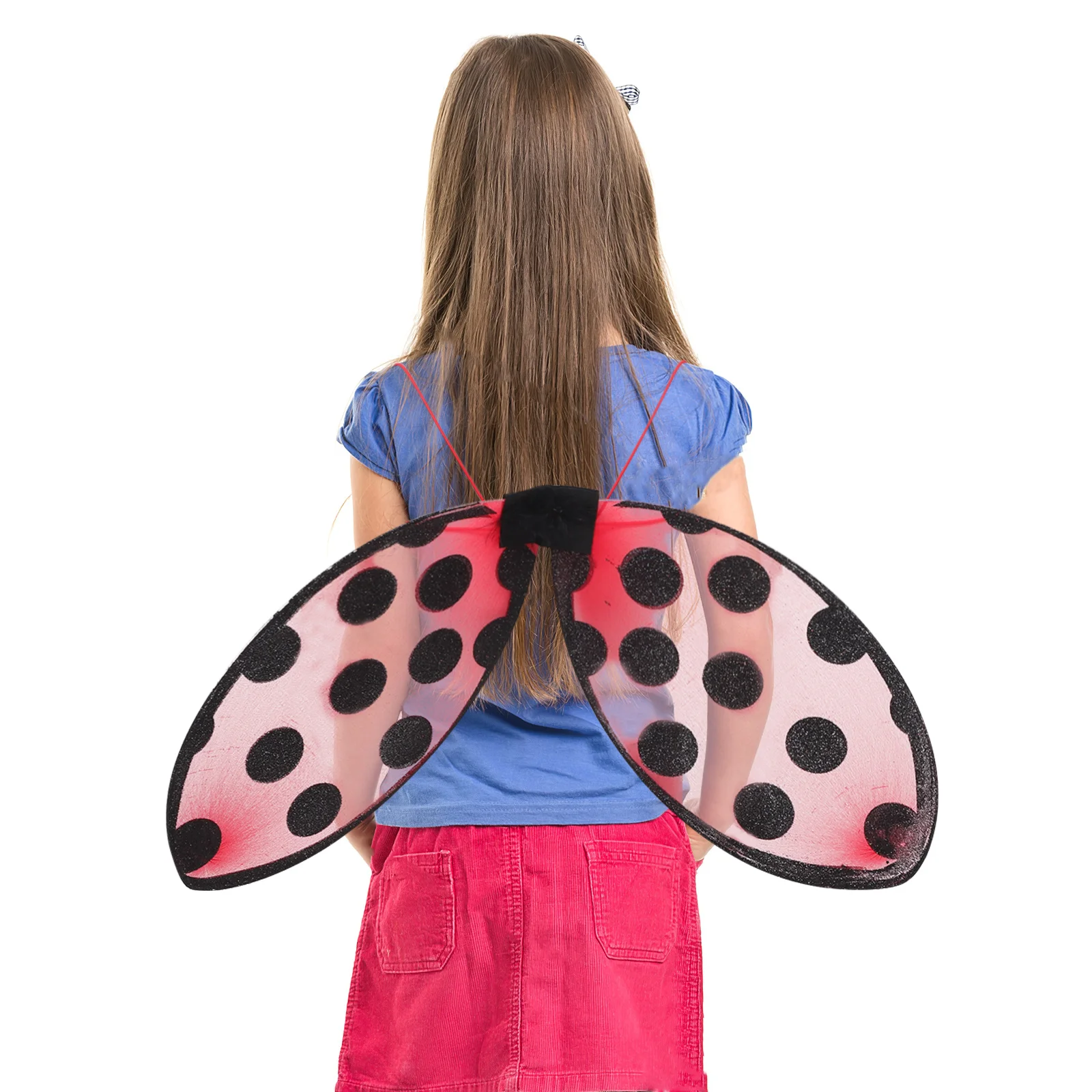 

Ladybug Wing Performance Costume Foldable Lightweight Red Glitter Birthday Masquerade Party Cosplay Accessory