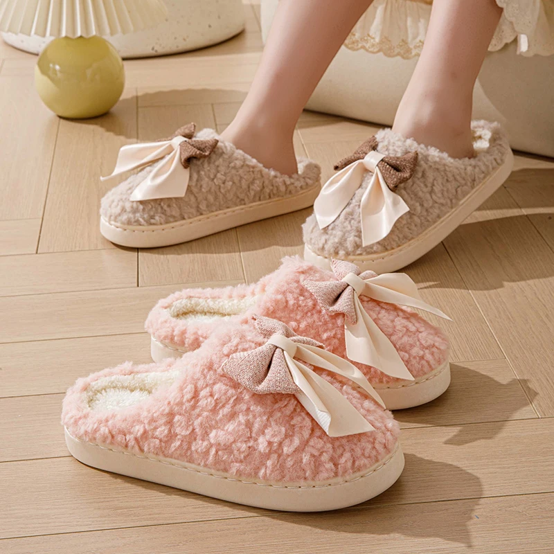 

Men's Winter Cotton Slippers with Heel, Indoor Thick-Soled Non-Slip Warm Plush Fleece-Lined Couple's Home Cotton Shoes for Women