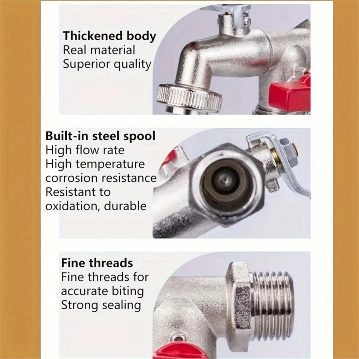 (PQWN) 1Pc Dual Socket Garden Water Pipe Faucet, Threaded Multi-Component Outdoor Faucet, Compatible with Sprinklers and Wate