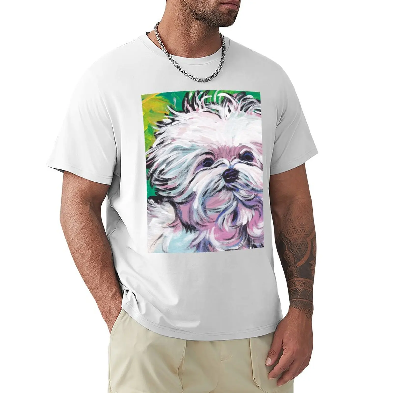 

Maltese Dog Bright colorful pop dog art T-shirt sports fans quick-drying Aesthetic clothing blanks big and tall t shirts for men