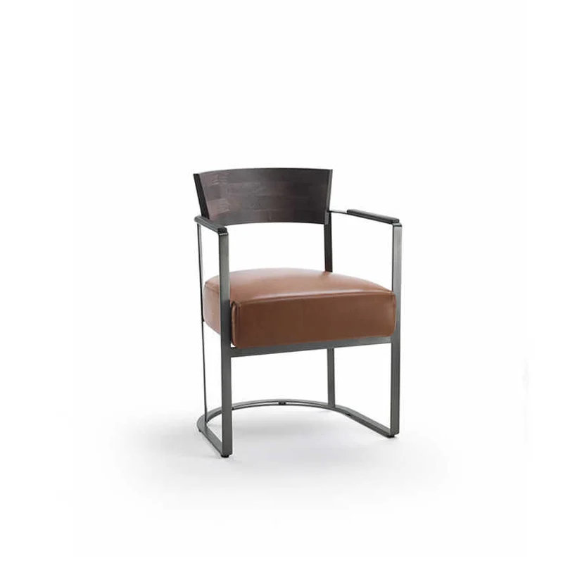 

Italian minimalist stainless steel backrest dining chair special-shaped creative restaurant home leisure chair office book chair