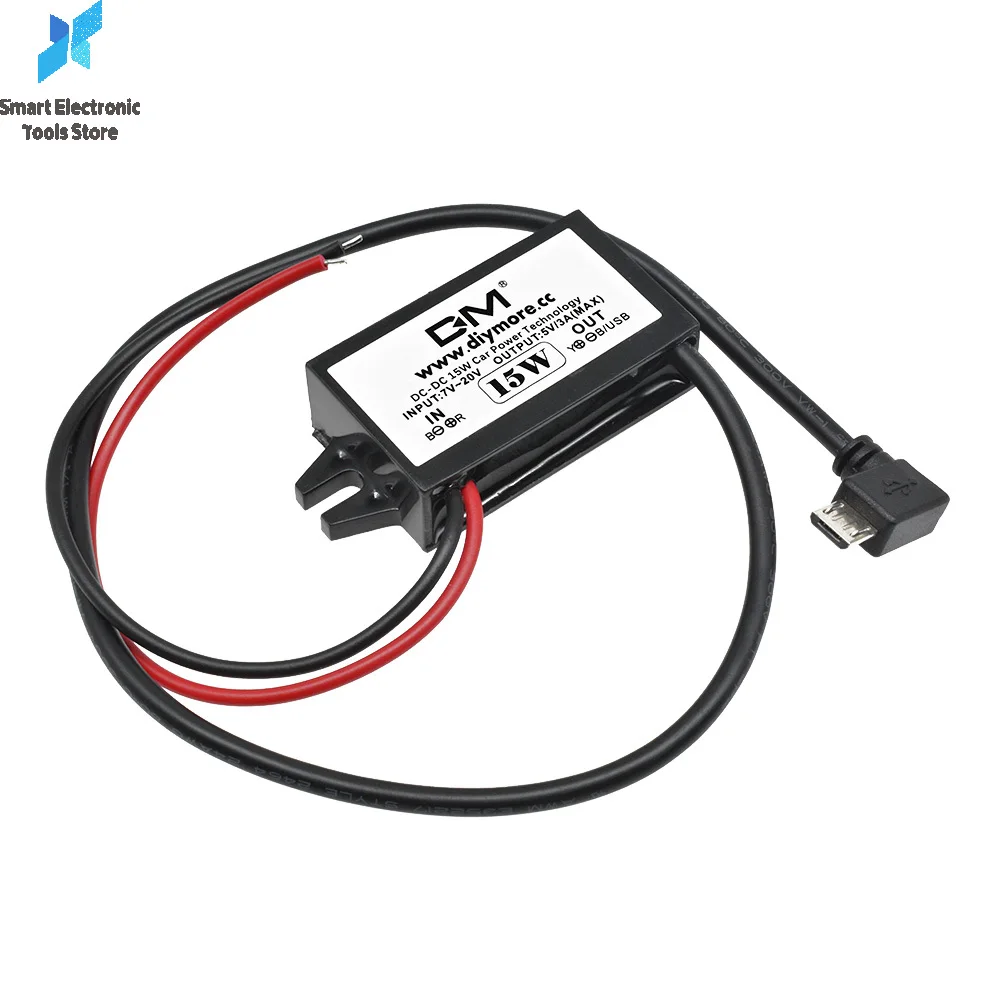 

DC-DC 12 В до 5 В 3 А 15 Вт Автомобильный понижающий преобразователь питания Мужской Женский Micro USB Mini USB-адаптер Автоматическая защита