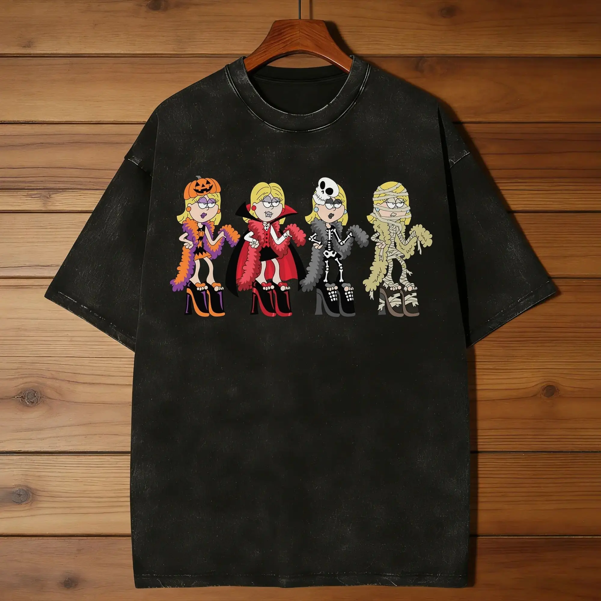 Mens T-Shirt Lizzie McGuire Halloween Washed T-Shirts Harajuku  Summer Tee Shirt Vintage Loose Cotton Tops Plus Size