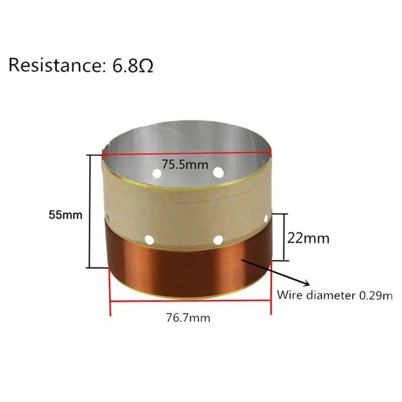 1 ペア 75.5 ミリメートルスピーカー低音ボイスコイルコアホワイトアルミサウンド空気出口サブウーファースピーカー修理アクセサリードロップシッピング