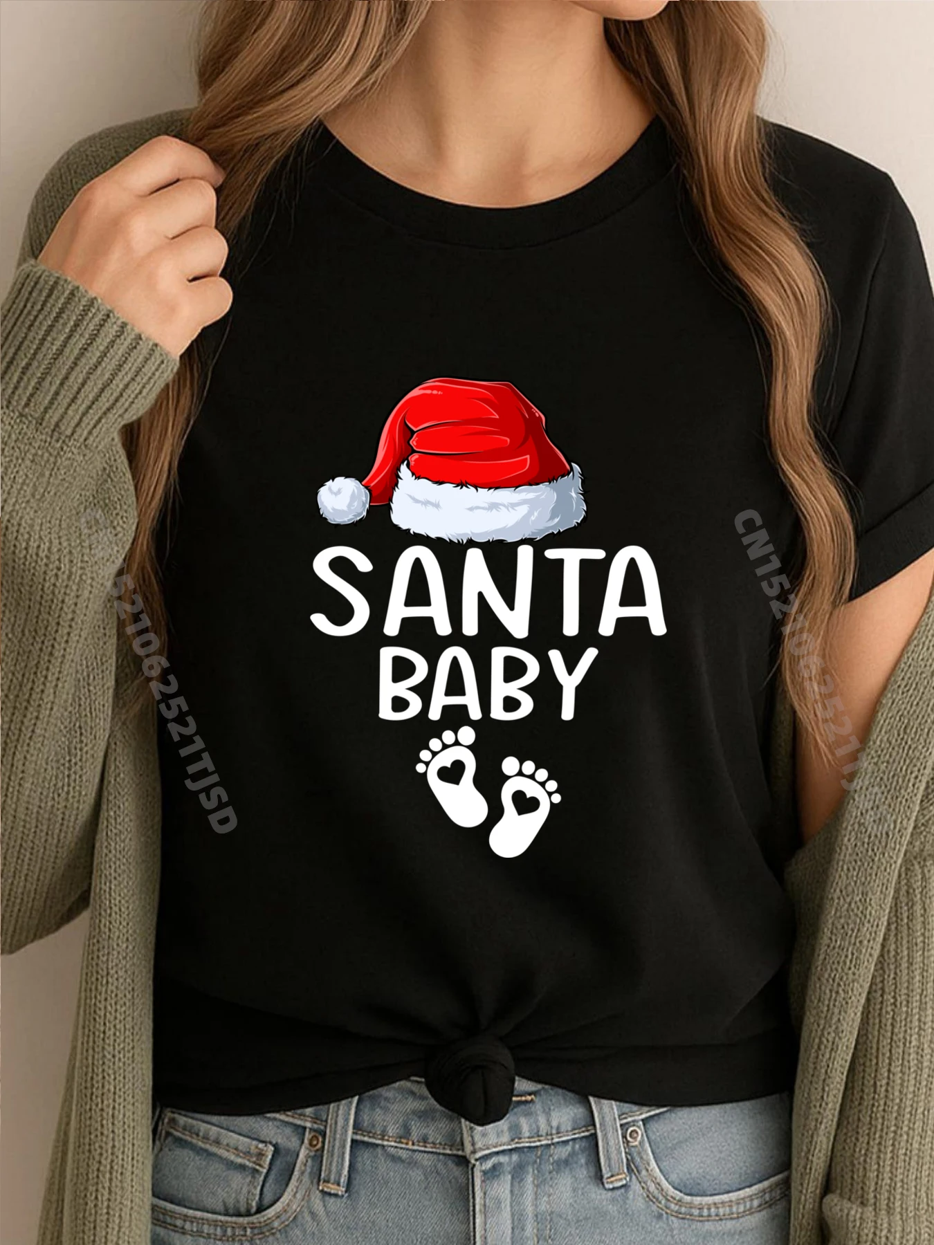 

Оголошение о беременности Санта-Клауса, рождественские рубашки, женская футболка с рисунком, День Святого Патрика