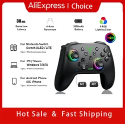 DinoFire RGB Wireless Controller For Nintendo Switch OLED/Lite Multi-Platform PC/IOS/Android Pro Gamepad with 1000Mah Battery