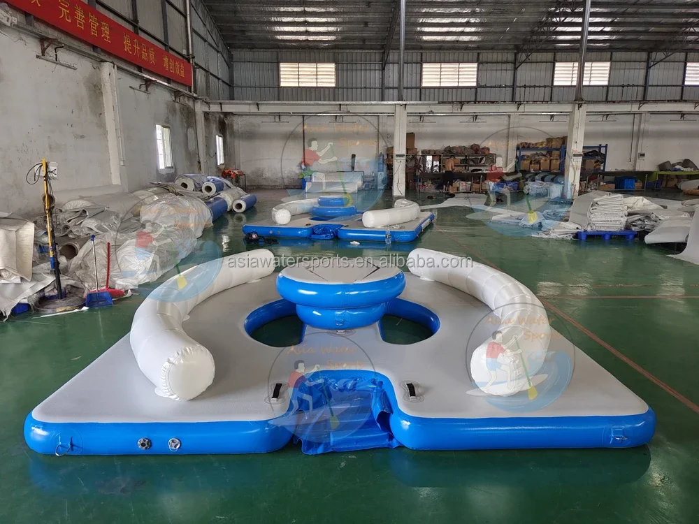 Factory price Inflatable Floating Yacht platform Dock, Water Play Equipment Inflatable Water Island Platform With Tent