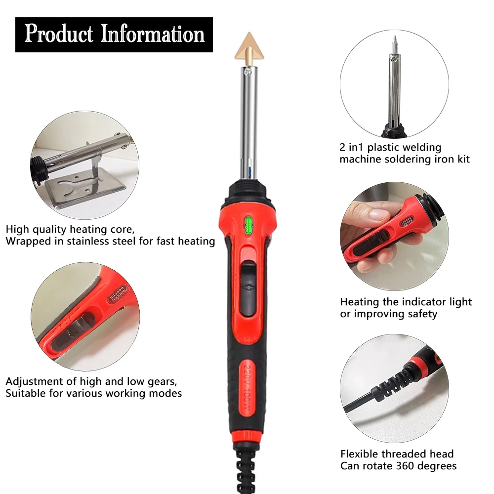 Car Bumper Repair Electric Soldering Iron Thermal Stapler Leather Ironing Tool Smoothing Tool With PP Glue Stick Plastic Repair