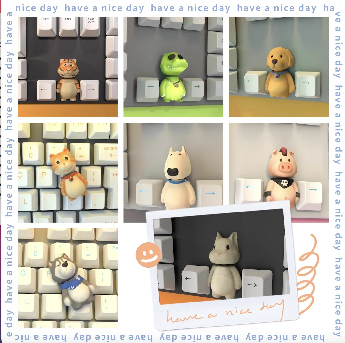 2/set Cute Individual Animal Anime Key Cap Mechanical  Stereoscopic Keycap Steam Direction and Shift Key Gift KeyCap