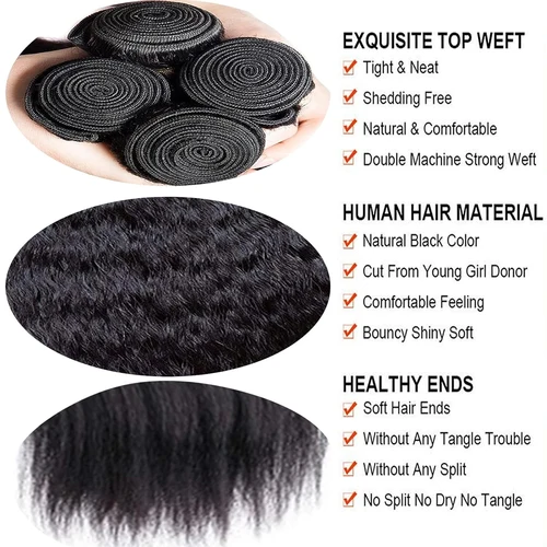Imagen 2 del producto 32 pulgadas indio virgen sin procesar 100% cabello humano 15A paquetes rectos y rizados Yaki recto doble trama cabello trenzado a granel