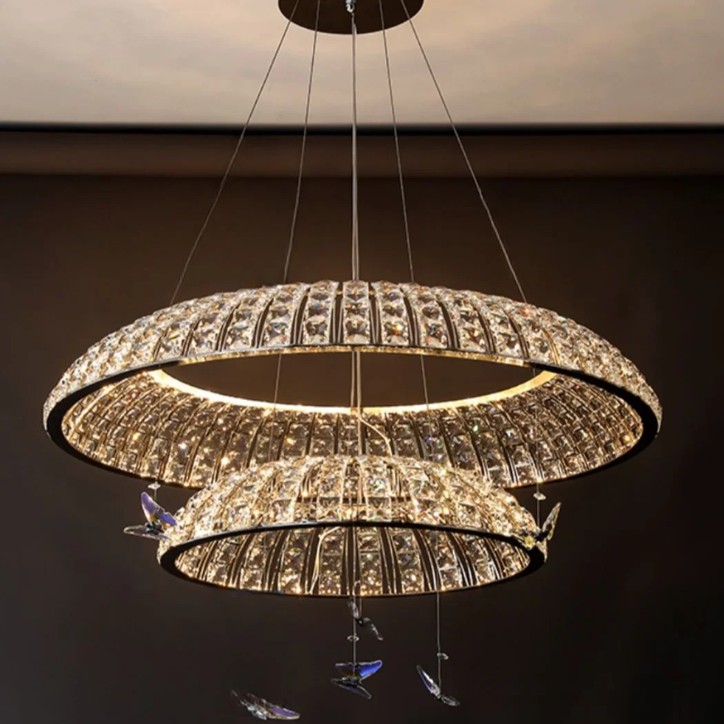 

Crystal Butterfly Pendant Lamp Villa Duplex Living Room Dining Room Bedroom Italian Postmodern Light Luxury Lamp