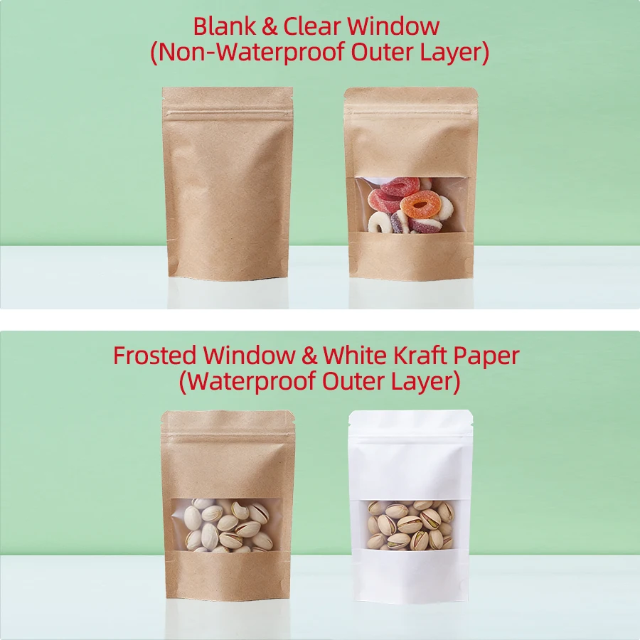 10/50PCS 4 Models Resealable Stand Up Nuts Pouch, New Material Zipper Food Packaging Bag,  Storage Bag With Window