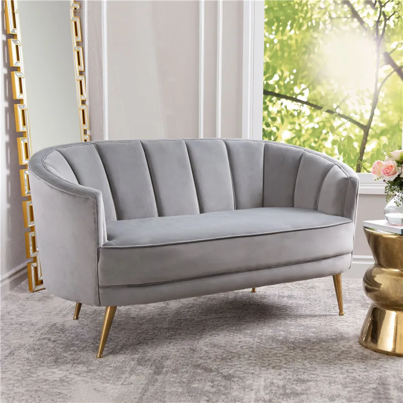 

Nordic light luxury velvet light gray shell sofa, Hong Kong-style living room hotel beauty and nail club designer