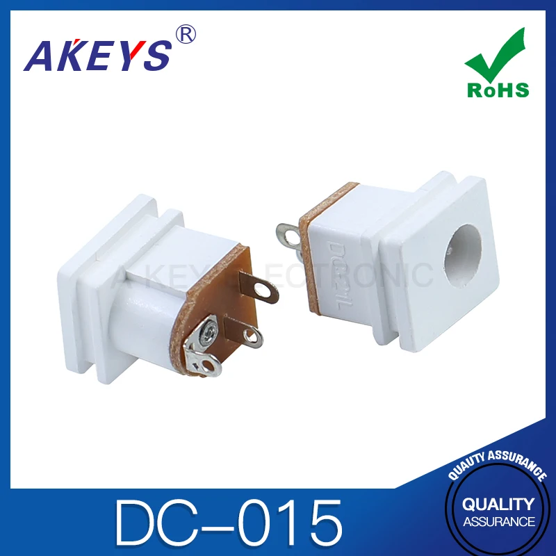 10 قطعة DC-015 القطر الخارجي 6.4 مقبس طاقة عمودي تيار مستمر 3 دبوس واجهة مربعة مقبس أنثى أبيض جميع النحاس