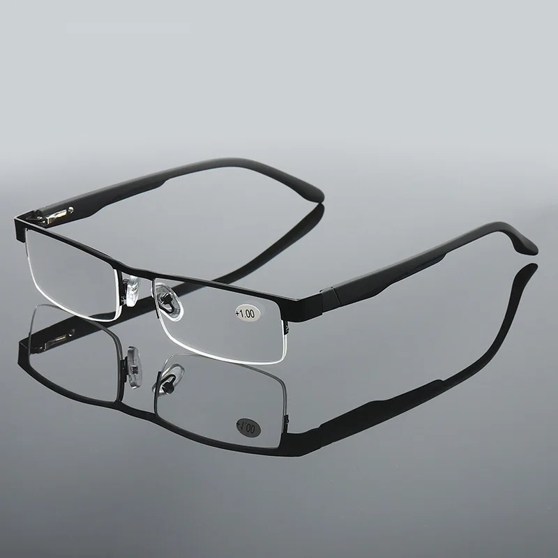 Square Half Frame Alloy Reading Glasses Men Women Eyeglasses Hyperopia Prescription glasses +1.0+1.5+2.0+2.5+3.0+3.5+4.0