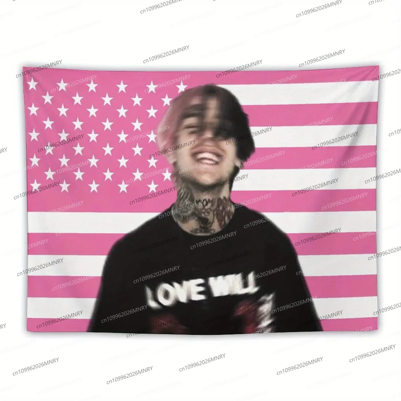 Lil Peep Flag Tapestry Hipster Wall Art USA Theme Dorm Decor Bedside Tapestry Bedroom Living Room Tapestry Bedroom Tapestry