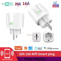 20A 16A Wifi Tuya EU FR Smart Wall Plug Electrical Socket Timer Power Monitor Outlet samrt home Smart Life Alexa Google Home