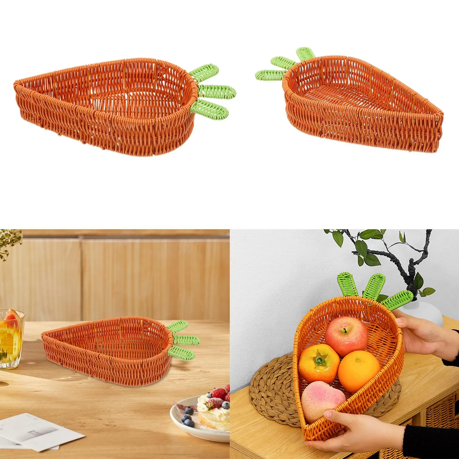 Geflochtener Korb aus Rattan in Karottenform, Servierkorb für Gemüseaufbewahrung aus Rattan