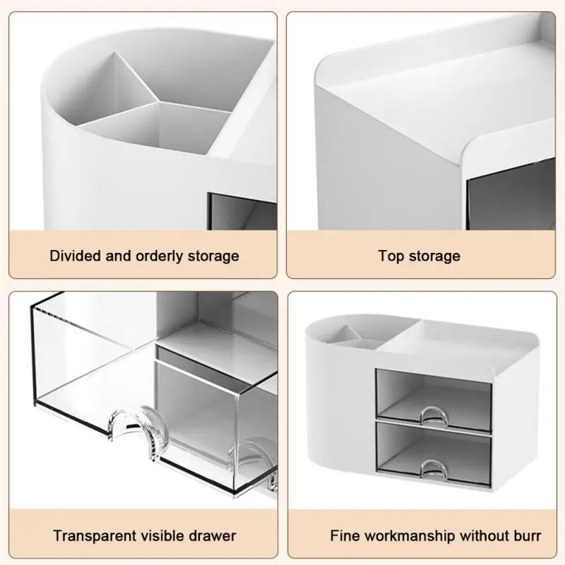 صندوق تخزين درج إبداعي ، زخارف شفافة ، حامل قلم بسيط ، سلة ذات سعة كبيرة ، ديكور سطح المكتب