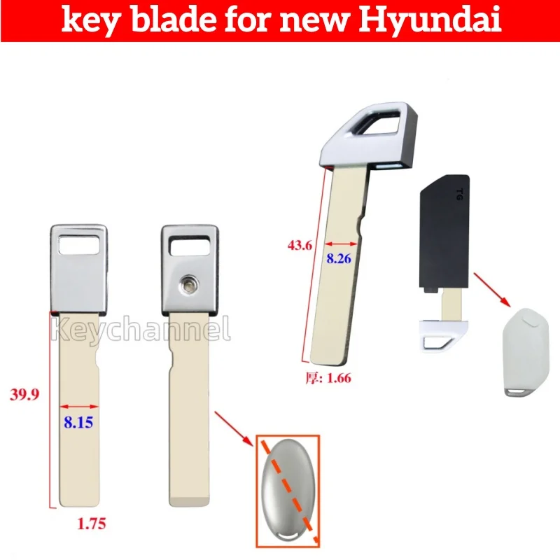 

5pcs Car Smart Key Blank Emergency Key Blade for Hyundai Sanata FE Elantra Kona Tucson Sonata Palisade Staria Kia K4 K8 Sportage