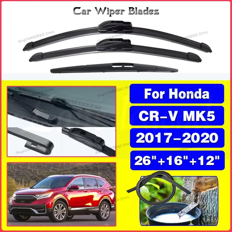 

Wiper Front Rear Wiper Blades Set For Honda CR-V CRV MK5 2017 2018 2019 2020 Windshield Windscreen Window Brushes 26"+16"+12"