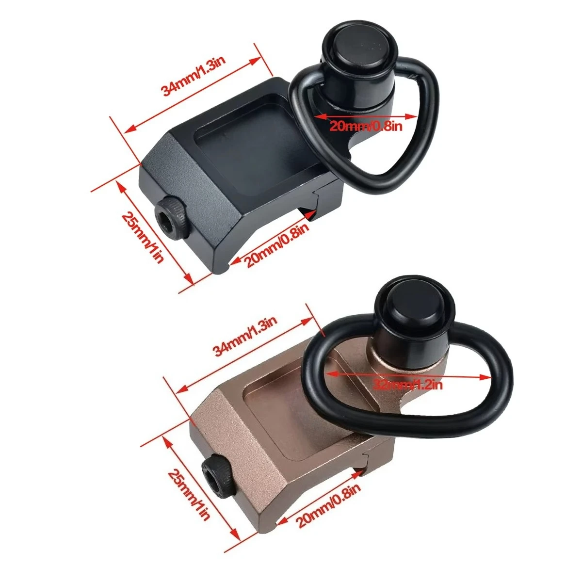 Tactical DD Side Buckle Backpack Strap Buckle QD Sling Swivel Attachment Point Offset 20mm Rail Dedicated Mount