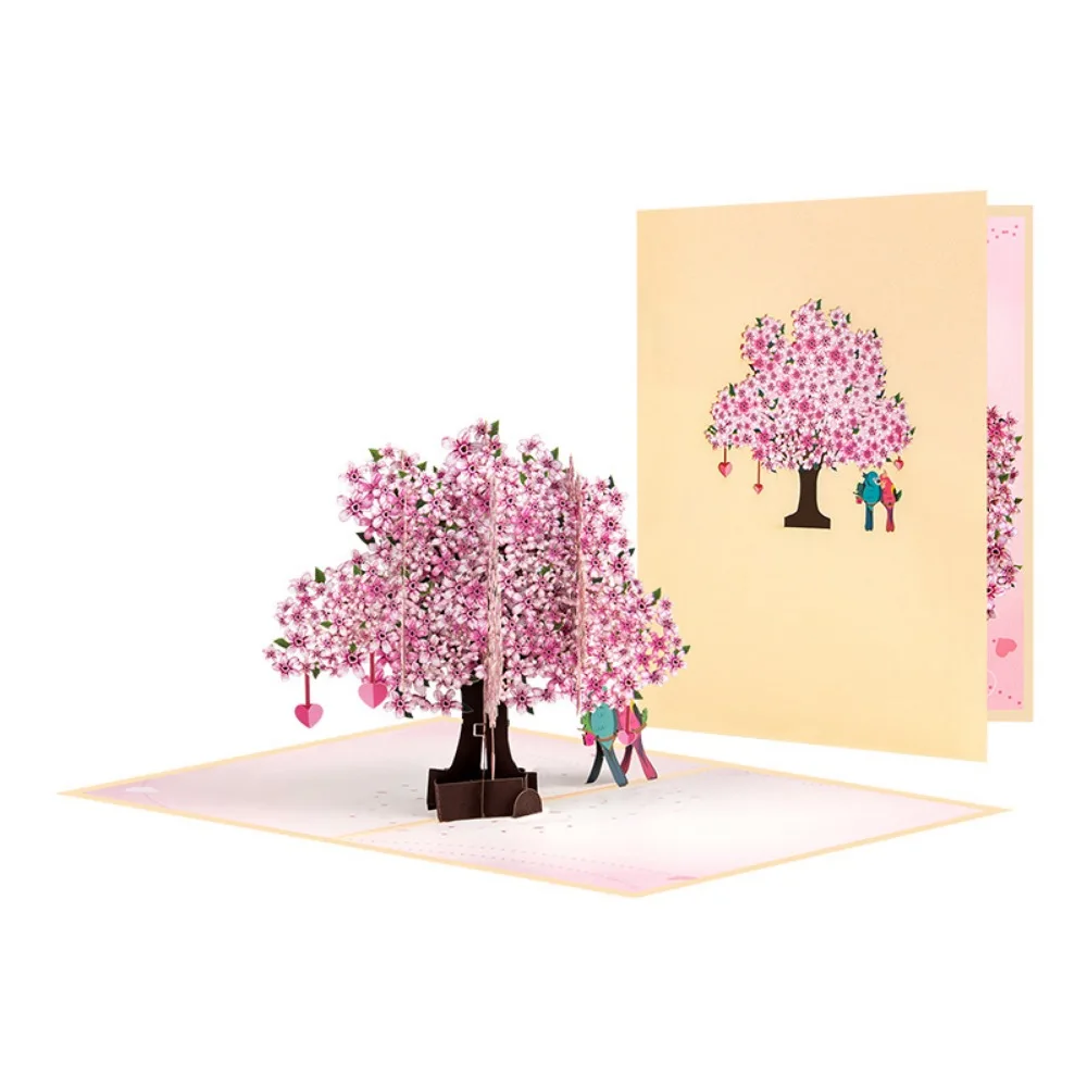 

Creative Valentine's Day 3D Greeting Card with Envelope Multicolor Paper Carving Postcard Pop Up Craft Blessing Cards Gift