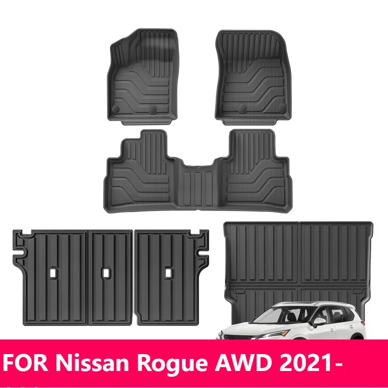 

Изготовленные на заказ 3D коврики TPE для Nissan Rogue AWD 2021-2025, черная накладка на багажник (крот. Select & Sport)