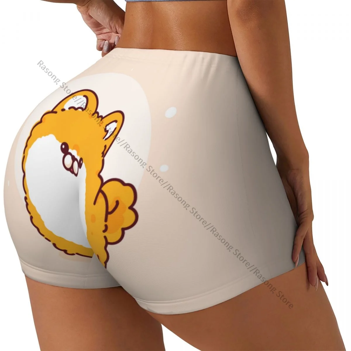 

Sexy tight hip sports shorts Happy Pomeranian Dog fitness women's comfortable yoga shorts