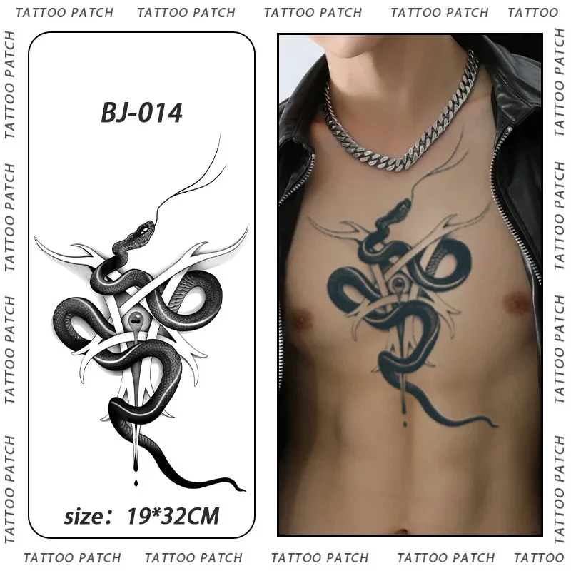 งูใหญ่ดาบน้ําสมุนไพร Tattoo สติกเกอร์กันน้ํายาวนานดอกไม้ญี่ปุ่นแขนกึ่งถาวรปลอม Tattoo ชั่วคราว Tatouage