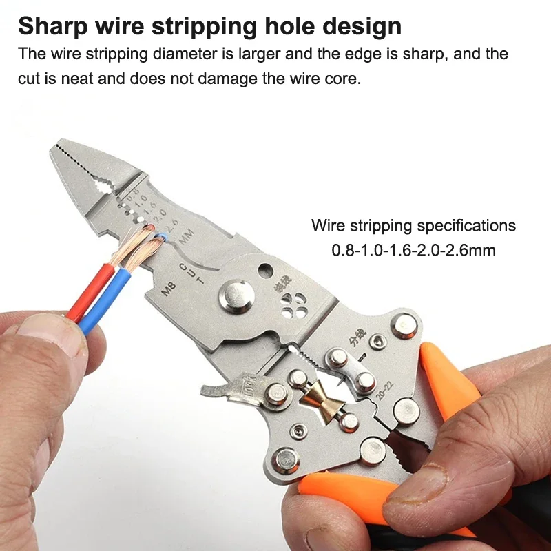 Foldable 14 In 1 Multifunctional Wire Stripper Separator For Winding Cutting Pulling Crimping Wire Stripping Electrician Tool