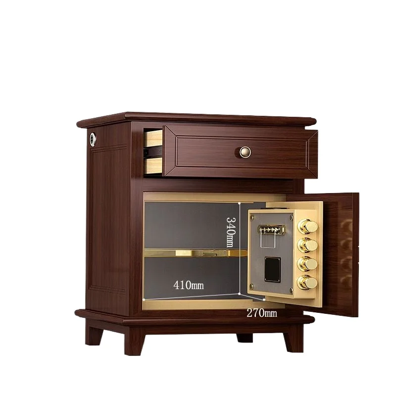 Safety Deposit Box 65cm Shimei Wood Smart Bedside Table Safety Deposit Box Old Elm Home