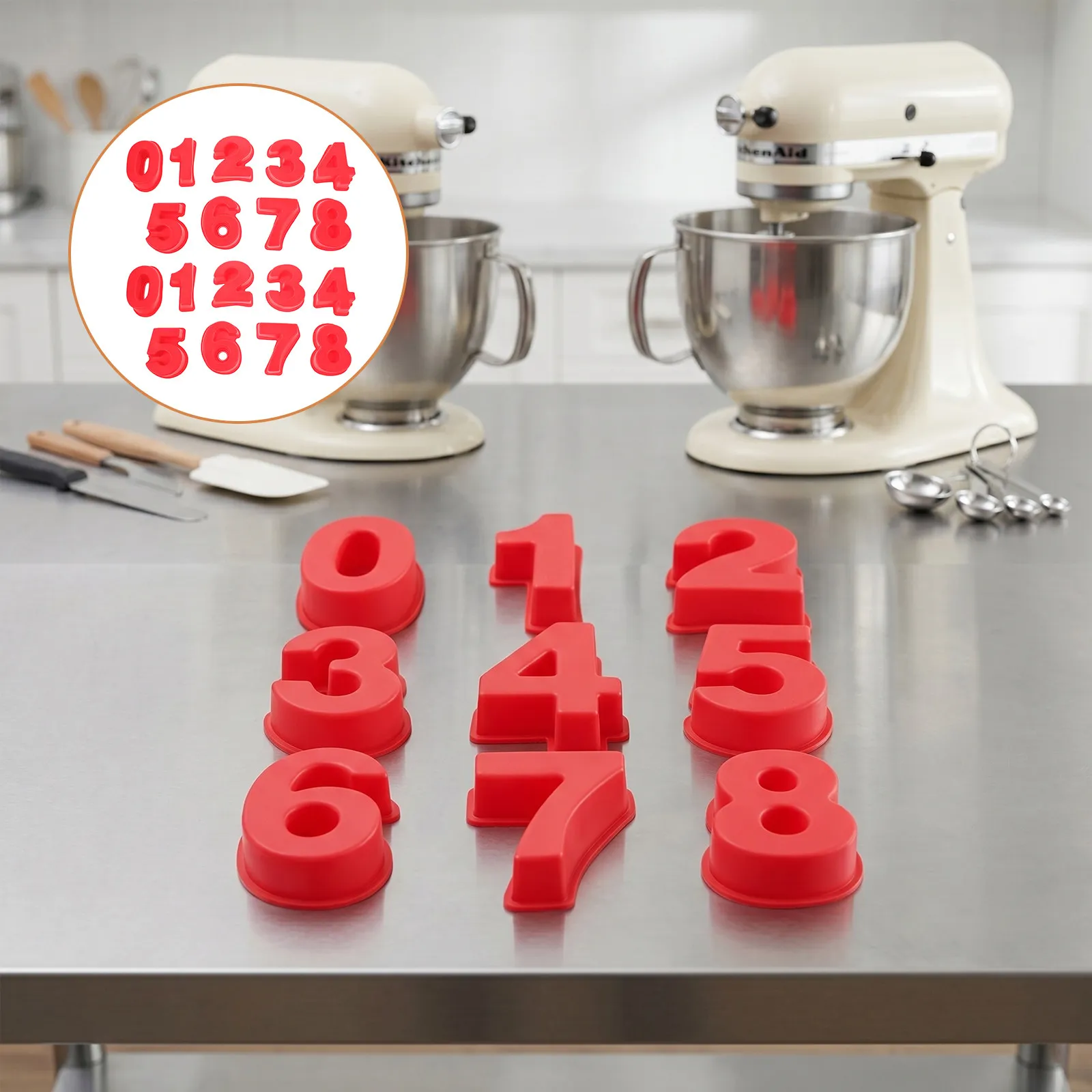 18Pcs Silicone Number Moulds for Cake Fondant Food Grade Mini Baking Molds for Mousse Desserts Chocolates 0-8 Number Mold