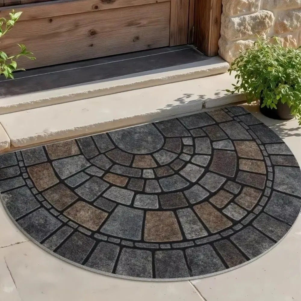 New Soft Half-Circle Door Mat Absorbent Home Decor Semi-Round Entry Mat Non-Slip Floor Mat Indoor Use