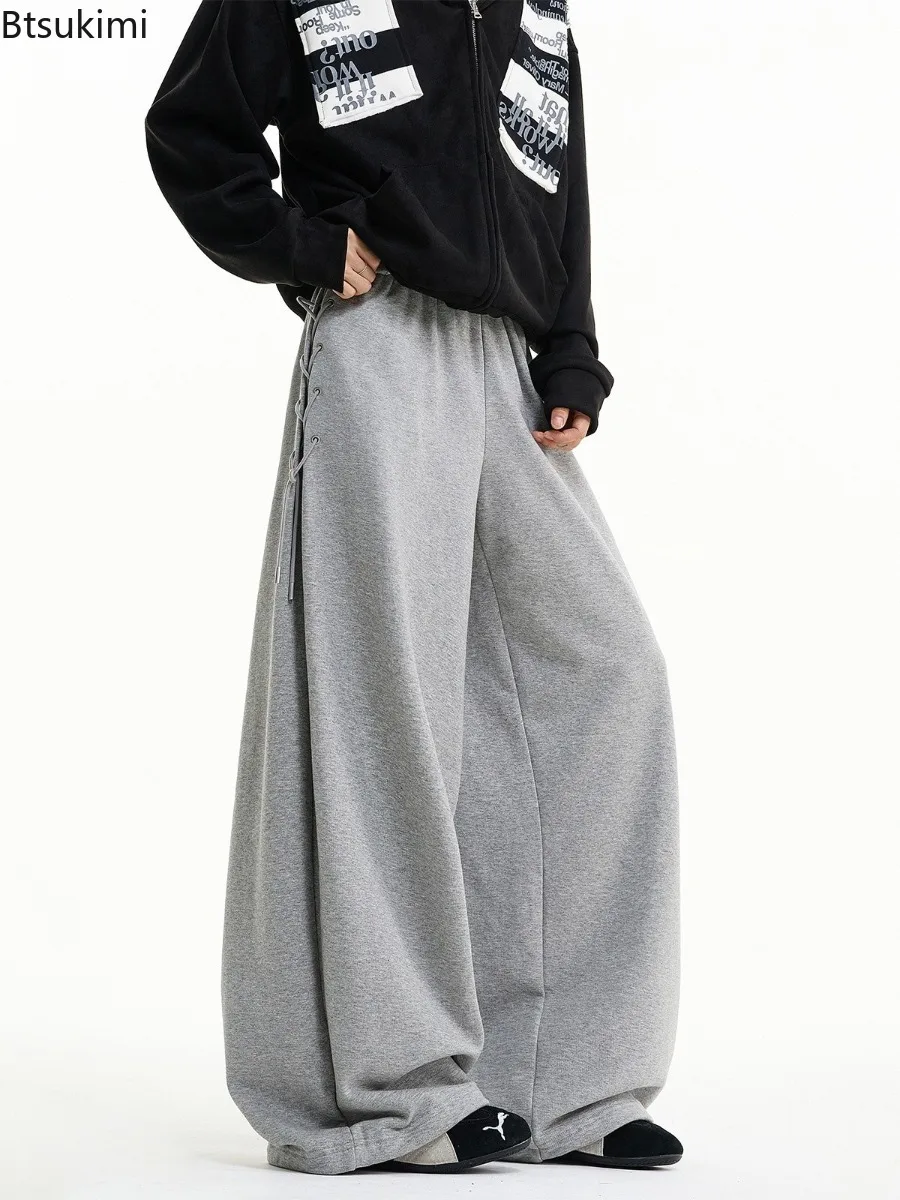 New 2026 Men's Casual Pants Harajuku Baggy Sweat Pants Y2K Vintage Japanese 2000s Style Oversize Joggers Sports Trousers Clothes