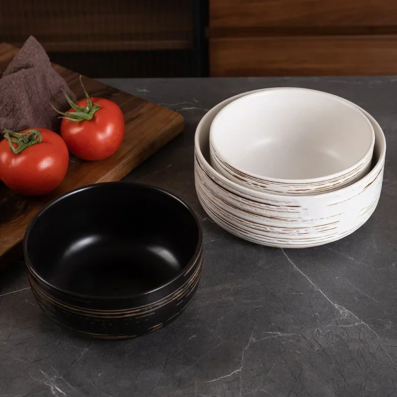 Japanese-style Lamian Noodles hand-painted brushed ceramic bowl retro Tang priest family soup pot network celebrity tableware